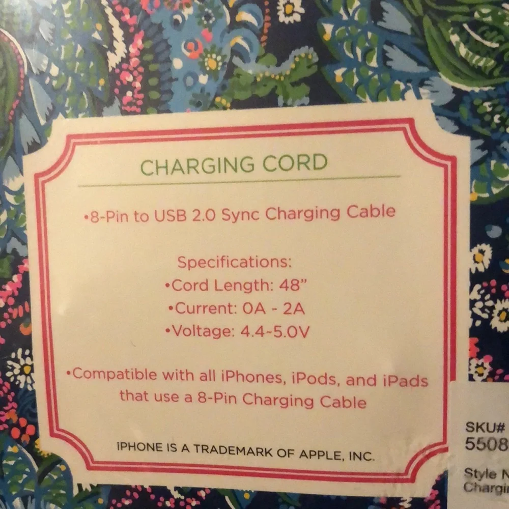 Lilly Pulitzer Charging Cord Featured in Take Me To The Sea
